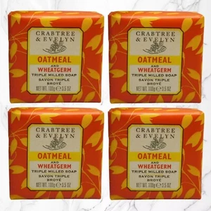 Crabtree & Evelyn Oatmeal & Wheatgerm Triple Milled Soap 4-Pack 4x 100g NEW - Picture 1 of 2
