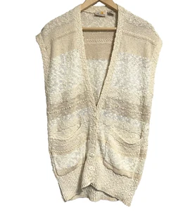Vintage 80s Liz Claiborne Oversized Sweater Vest Size S Cotton SIlk Old Money - Picture 1 of 10