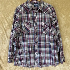 Wrangler Western Pearl Snap Long Sleeve Shirt Plaid Men's XXLT - Picture 1 of 4
