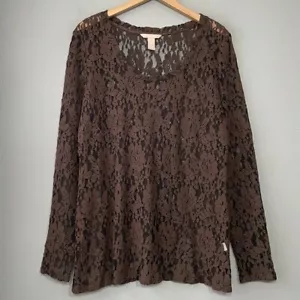 Top donna Banana Republic taglia XL marrone elasticizzato pizzo scuro fata grunge romantico - Foto 1 di 10
