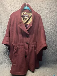 Steve Madden ~Poncho Style Jacket ~Merlot~Adjustable Waist Size XL - Picture 1 of 6