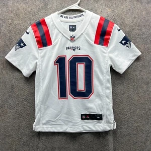 Mac Jones Jersey Kids Small White NFL Football #10 New England Patriots EUC - Picture 1 of 16