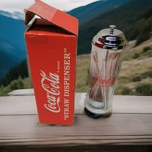 PORTA PAGLIA VETRO COCA COLA CON DESIGN RETRÒ DINER Nuovo in scatola aperta vintage anni '90 - Foto 1 di 3