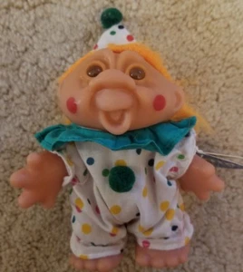 Vintage Dam Adopt A Norfin Troll 5 Inch Clown-1986- Orange Hair- Smily Open Wide - Picture 1 of 3