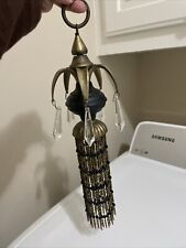 Vintage Chrystal  Black Beads And Brass  Metal Wind Chimes India.