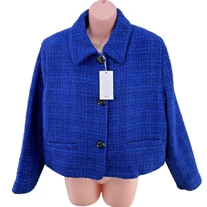 Chaqueta Mango Tweed con Botones, Recortada, Talla XXL, Azul Tinta, PVP £89.99 - Imagen 1 de 19