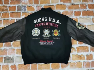 GUESS USA Club College Jacket Campus Activities Varsity Black Size: M Tip Top - Picture 1 of 12