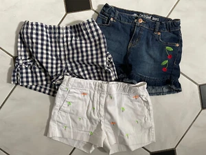 Lot Of 3 CREWCUTS - J.CREW FRANKIE SHORTS, Plaid, Denim Cool Details SIZE 10/12 - Picture 1 of 8