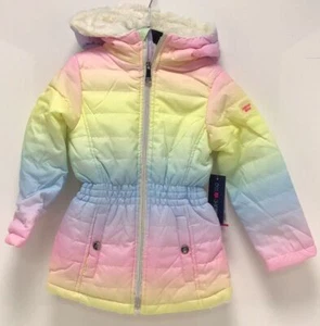 LIMITED TOO Hooded Puffer Jacket Coat Kids Pink & Yellow Ombre Size 4 - Picture 1 of 4