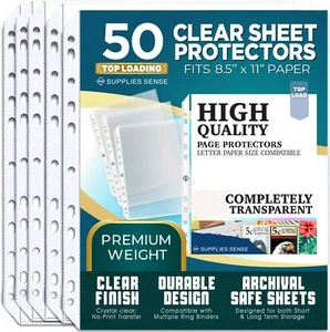Sheet Protectors for 3 Ring Binder, Premium Clear Plastic Page Protectors - Picture 1 of 7