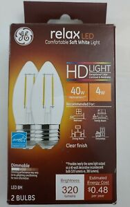 Relax HD Decorative LED Light Bulbs Soft White 300 Lumens 4w 2 Pack Replace 40w