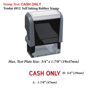 Cash Only - Trodat 4912 Self Inking Rubber Stamp - Picture 1 of 3