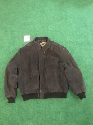 Vintage Global Identity Bomber Jacket Mens Size XL Brown Soft Leather G111  - Image 1 of 4