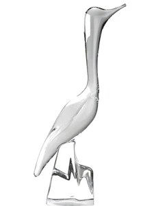 Estatuilla de pájaro DAUM Crystal Shore transparente sobre base firmada Francia como nueva - Imagen 1 de 7