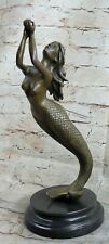 15 " Europäische Bronze Fairy Belle Nixe Sea-Maid Fisch Sea-Maiden Delphin Figur