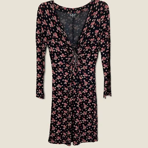 ABS By Allen Schwartz Womens Black Long Sleeve V Neck Floral Sheath Dress Size S - Picture 1 of 8