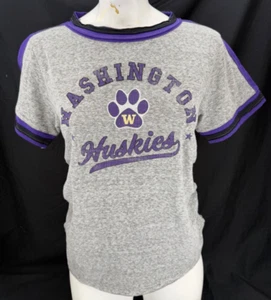NEW Washington Huskies Colosseum Athletics Gray Purple SS T-Shirt Women's M - Picture 1 of 8