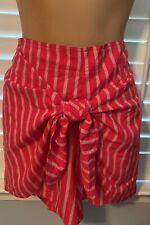 Abercrombie & Fitch Skort Women's Pink Coral Striped Shorts Wrap Skirt NWT Sz XL