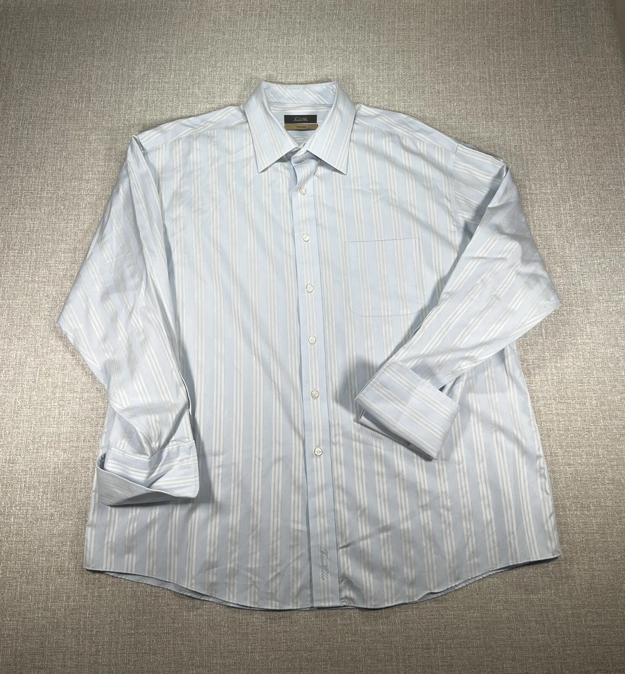 Tasso Elba Adult Extra Large Blue Stripe Button Up Long Sleeve Dress Shirt Mens - Image 1 of 4