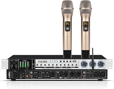 Fulode FX8 III 2 canali UHF wireless doppio microfono karaoke mixer sistema microfono - Immagine 1 di 4