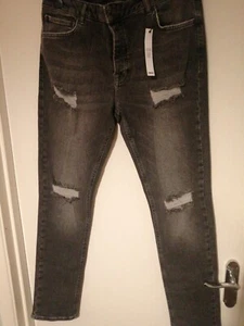 Asos Design Washed Black Ripped Jeans W36 L32 - Picture 1 of 5