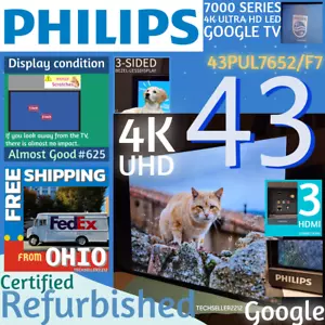 Philips 43" Class 4K Ultra HD (2160p) Google Smart LED TV (43PUL7652/F7) Remote - Picture 1 of 22