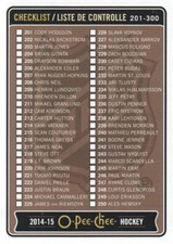 2014-15 O-Pee-Chee Hockey #498 Checklist 201-300