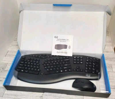 Combo de teclado ergonómico inalámbrico y ratón óptico Adesso Tru-Form Media negro Foto 1 de 4