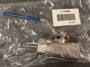 Manual 2-Way 3/4" FNPT x FNPT Straight Ball Valve, 316 Stainless Steel # 32H982 - Picture 1 of 12