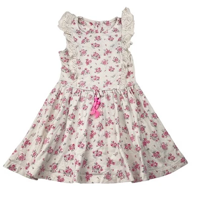 Girls size 4, Mothercare, broderie trim floral cotton dress, GUC - image 1 of 4