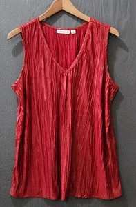 Blusa Top Susan Graver Brillante Fluida Sin Mangas Ropa de Vacaciones/Trabajo Talla Mediana - Imagen 1 de 7