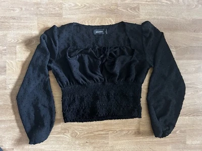 Top para mujer Minkpink negro texturizado transparente mediano Foto 1 de 4