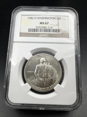 1982 D Washington Commemorative Silver Half Dollar Coin MS67 Gem BU Certified - Image 1 of 4