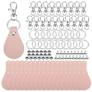 20 Stck. Leder Schlüsselanhänger Set, PU Leder Schlüsselanhänger Rohlinge mit Karabinerverschlüssen und... - Bild 1 von 7