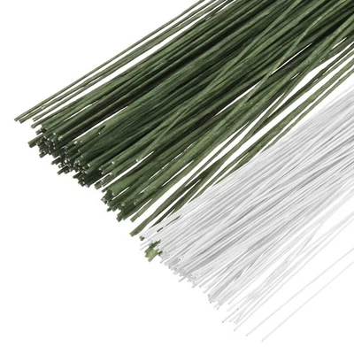 200 Pcs Florist Wire 0.9mm 20 Gauge Floral Flower Stem Wire, White/Dark Green - Image 1 of 4