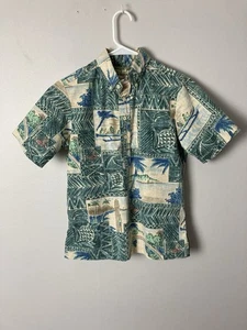 Reyn Spooner Mele Kalikimaka Youth L Green/Blue Shirt Hawaii Christmas Rainbow - Picture 1 of 6