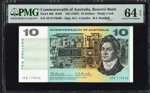 Australia 10 TEN Dollars P40b R302 1967 Coombs Randall PMG64 Choice UNC EPQ RARE - Picture 1 of 3