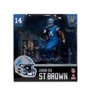 Amon-Ra St Brown Lions McFarlane SportsPicks All-Blue Jersey Figure + Stand - Picture 1 of 8