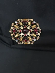 monet gold And Multi Colored Stones pin brooch - Picture 1 of 4
