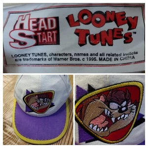 Vintage Kid Taz Tasmanian Devil Looney Tunes Hat Cap 1995 Elasticback Head Start - Picture 1 of 13