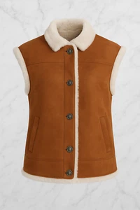 Sheepskin Vest For Women Real Shearling Fur Gilet Vest Jacket XXS - 6XL - Picture 1 of 2