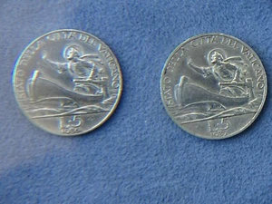 CITTA' DEL VATICANO-PIO XI-LIRE 5 DEL 1936+LIRE 5 DEL 1937-LOTTO 2 PEZZI ARGENTO - Picture 1 of 2