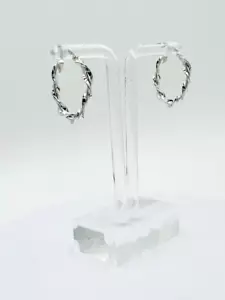 Solid 14k White Gold Fancy Earring with Box (From Italy) G-5041 - Picture 1 of 7