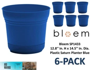 Bloem SP1433 12.8'' H x 14.5'' Dia. Plastic Saturn Planter Blue (6-PACK) - Picture 1 of 7