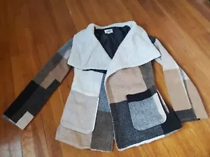 Jolt junior's women's polyester blend patchwork fleece open front jacket XS - Picture 1 of 7