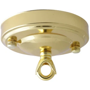 Vintage Deckenrosette in polierter Messingoptik 106 mm Durchmesser mit Kettenschlaufe - Bild 1 von 4