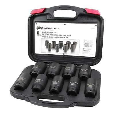 Powerbuilt 9 Piece Deluxe Axle Nut Socket Set, Tools for Removing Front Wheel... - Image 1 of 4
