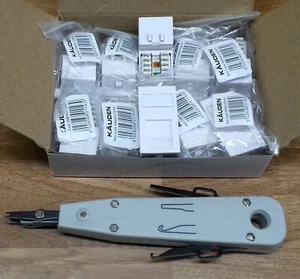10x Kauden CAT6 RJ45 Data Modules 25x50mm Fit Universal Faceplates White + Tool - Picture 1 of 3