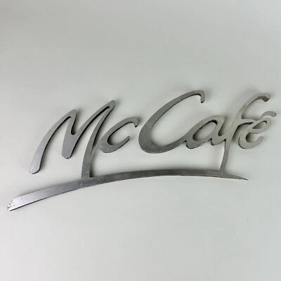 Vintage Original McDonalds Stainless Steel McCafe Store Sign McDonald's 16 X 5.5 - Image 1 of 4