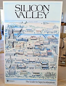 Silicon Valley Vintage Pictorial Map Poster Kirby Scudder 1986 - Picture 1 of 10